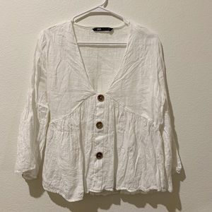 Zara White Linen Top